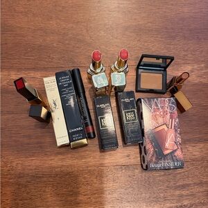 Guerlain KissKiss Lipstick Set, Chanel crayon, ysl the sum, NARS set.